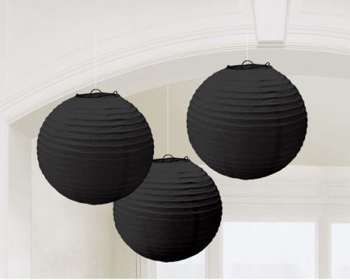 Black, Fekete lampion 3 db-os szett 20,4 cm