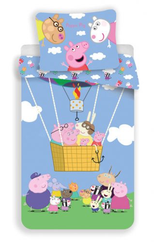 Peppa malac Up and Away ágyneműhuzat 140×200cm, 70×90 cm