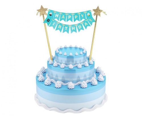 Happy Birthday Light blue torta dekoráció 25 cm