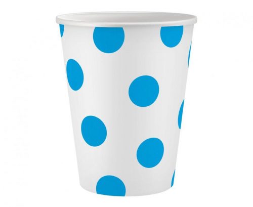 Kék Sky Blue Polka Dots papír pohár 6 db-os 250 ml