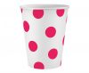 Vörös Magenta Polka Dots papír pohár 6 db-os 250 ml