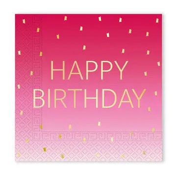 Happy Birthday Golden Pink szalvéta 20 db-os 33x33 cm FSC