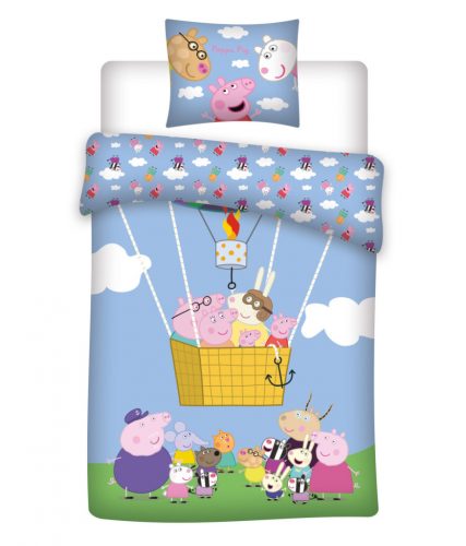 Peppa malac Hot Air Balloon gyerek ágyneműhuzat 100×140cm, 40×45 cm