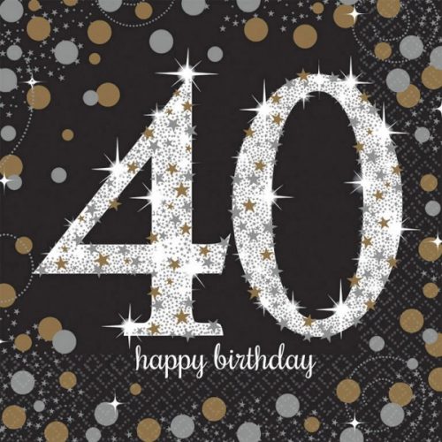 Happy Birthday 40 Gold szalvéta 16 db-os 33x33 cm