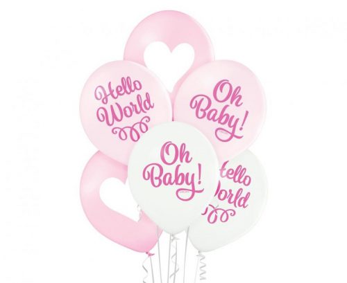 Oh Baby Girl Pastel léggömb, lufi 6 db-os 12 inch (30cm)