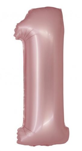 Rózsaszín 1-es Light Pink Mat szám fólia lufi 76 cm