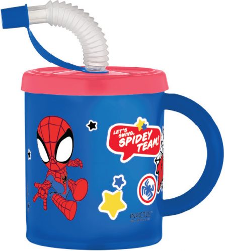 Pókember Spidey szívószálas bögre, műanyag 210 ml