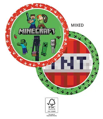 Minecraft Green papírtányér 8 db-os 23 cm FSC