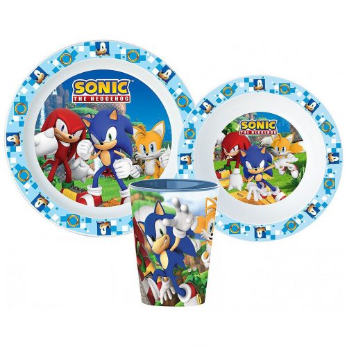 Sonic, a sündisznó étkészlet, micro műanyag szett, pohárral 260 ml